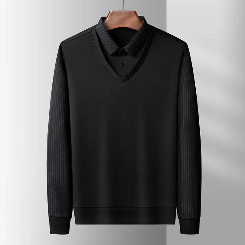The Printeez Contrast Flex Zero Wrinkles Blackk Polo