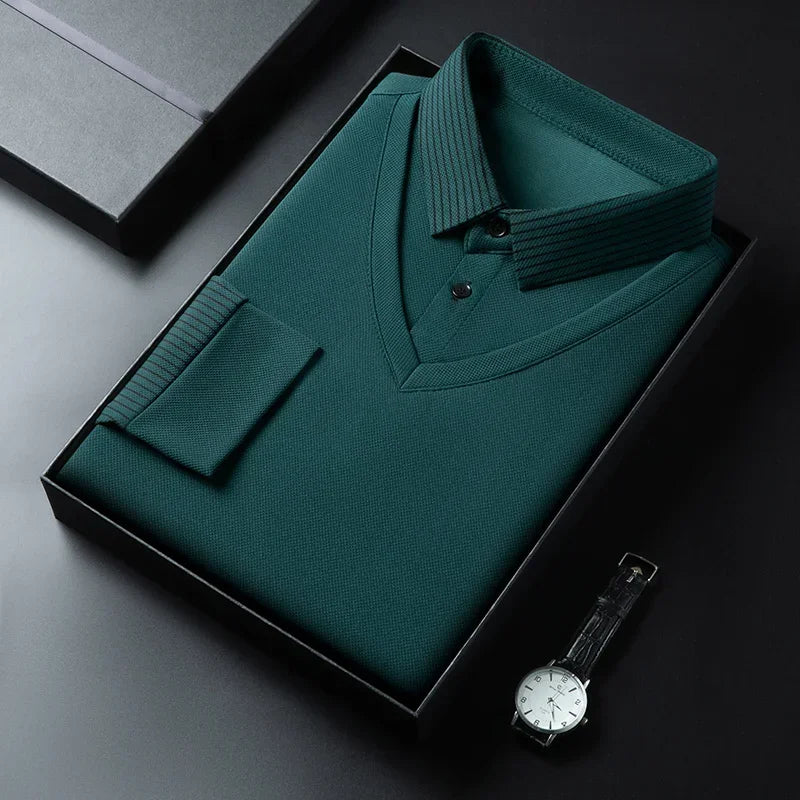 The Printeez Contrast Flex Zero Wrinkles Green Polo