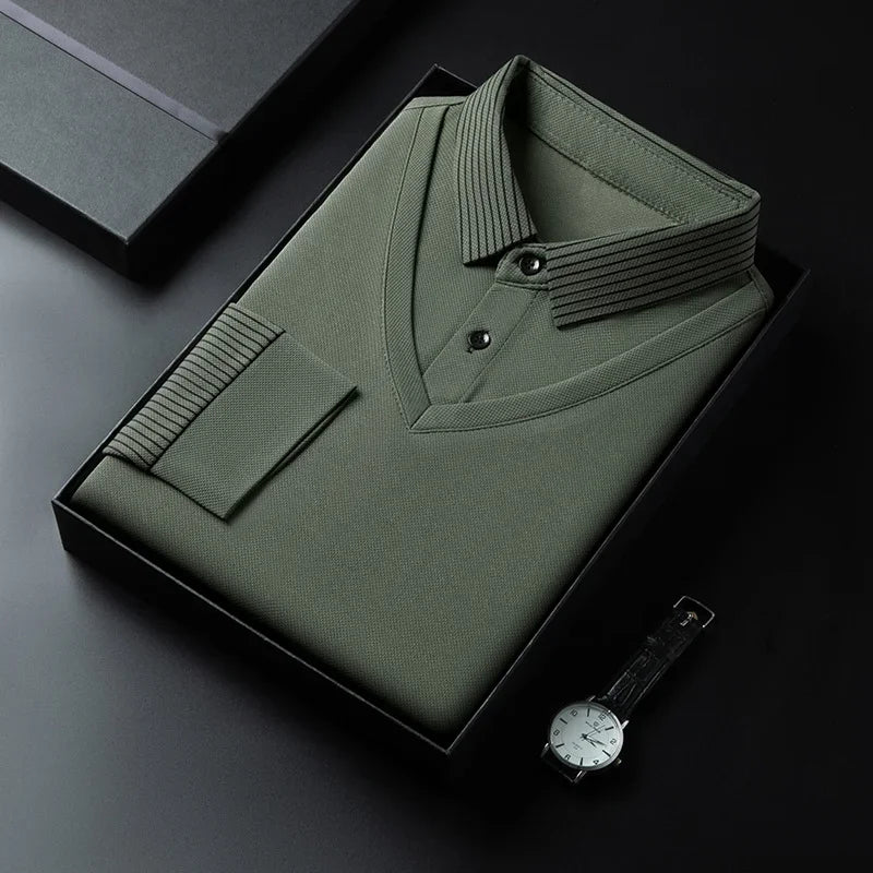 The Printeez Contrast Flex Zero Wrinkles PGreen Polo