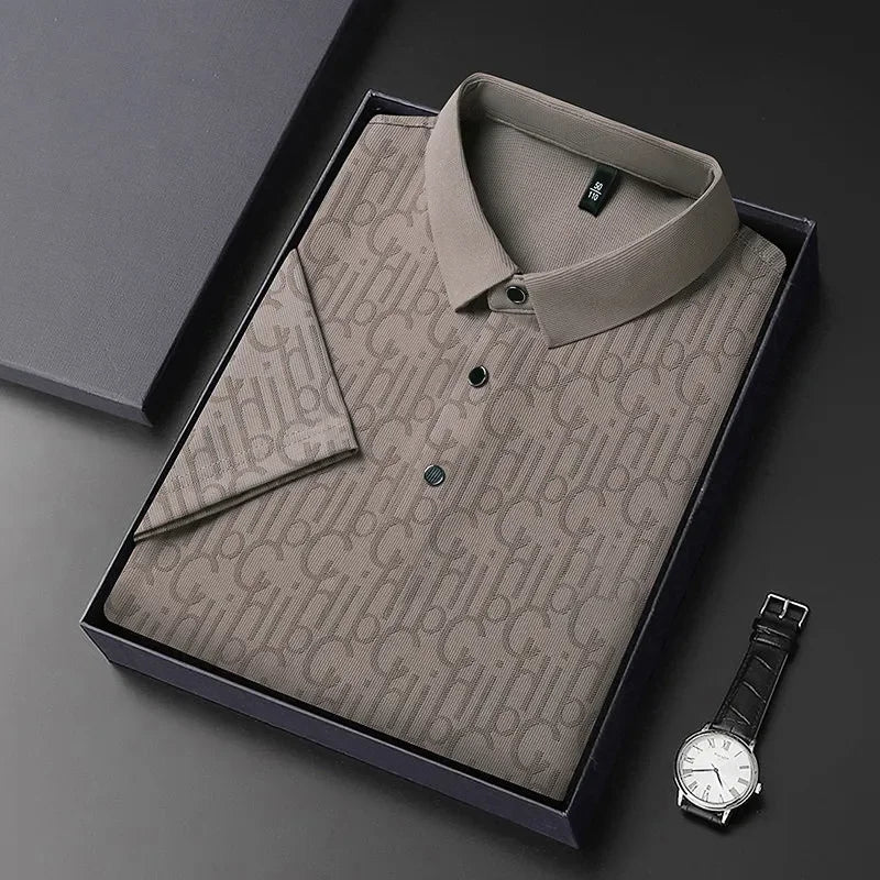 The Printeez Crisp Summer Casual Short Sleeved Printed Grey Polo