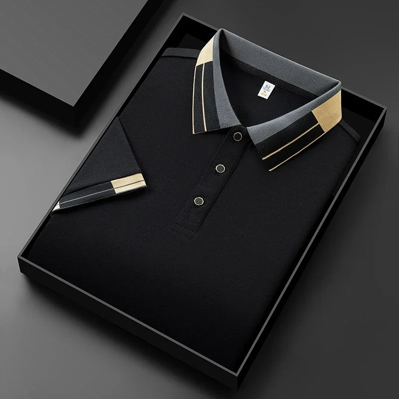 The Printeez Crisp Summer Short Sleeved Versatile Black  Polo