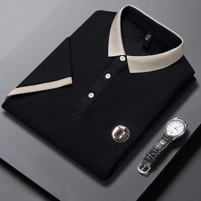 The Printeez Riviera Embroidered Polo Leisure Black Polo